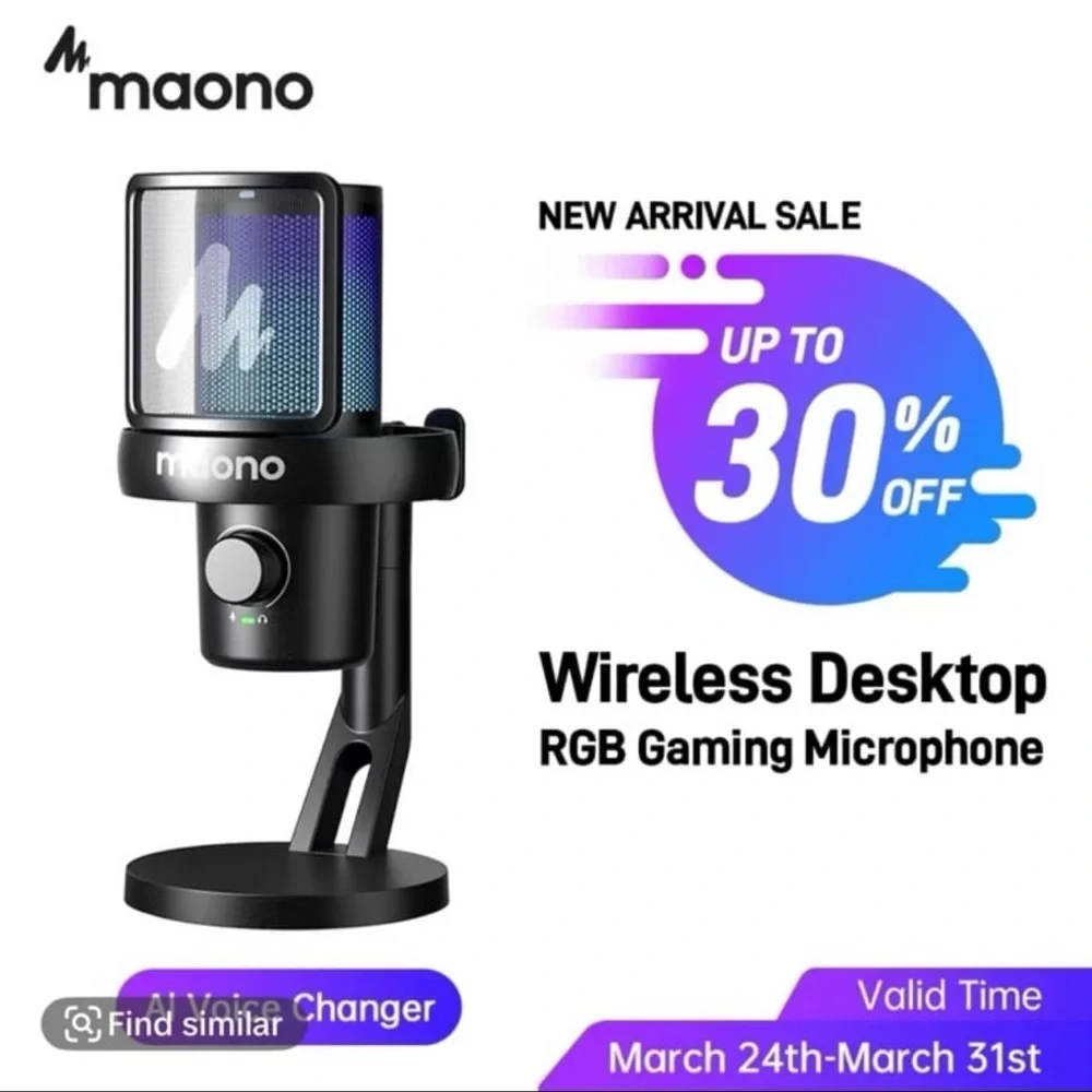 Black Wireless Desktop RGB Gaming Microphone